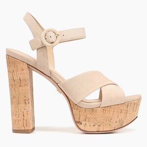 Veronica Beard Lucille Cork Suede Platform Sandals‎